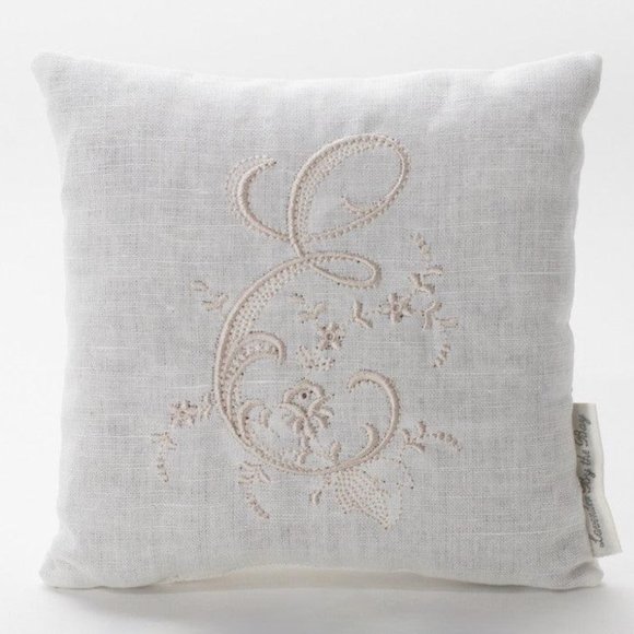 NWT Handmade Embroidered Monogrammed Lavender Pillow (Linen/Cotton) - Picture 1 of 10